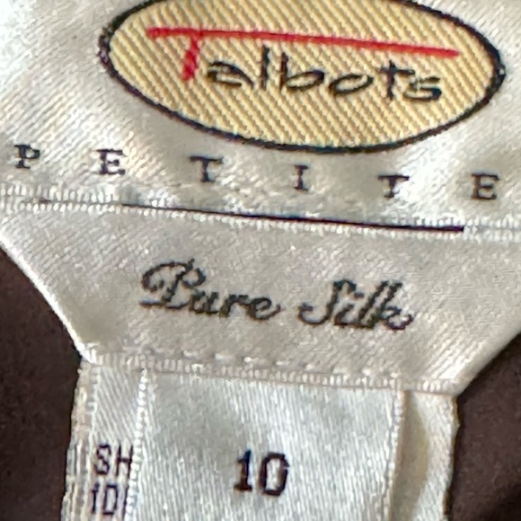 TALBOTS Petites Pure Silk Skirt Sz 10 Dark Evening Brown Crinkle Sequin Whimsy - Picture 6 of 14